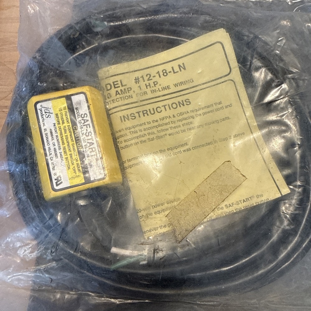 SAF-START Model 12-18-LN 120VAC 18 Amp 1HP Anti-Automatic Restart Protection